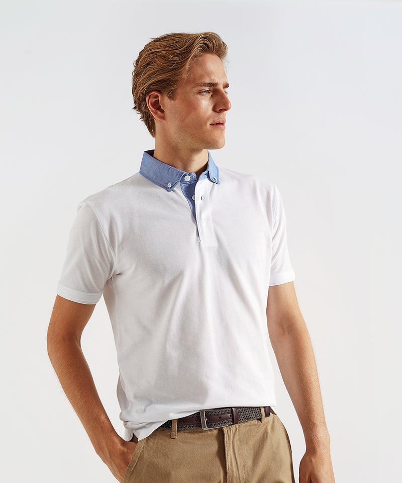 Men's Chambray Button-Down Collar Polo