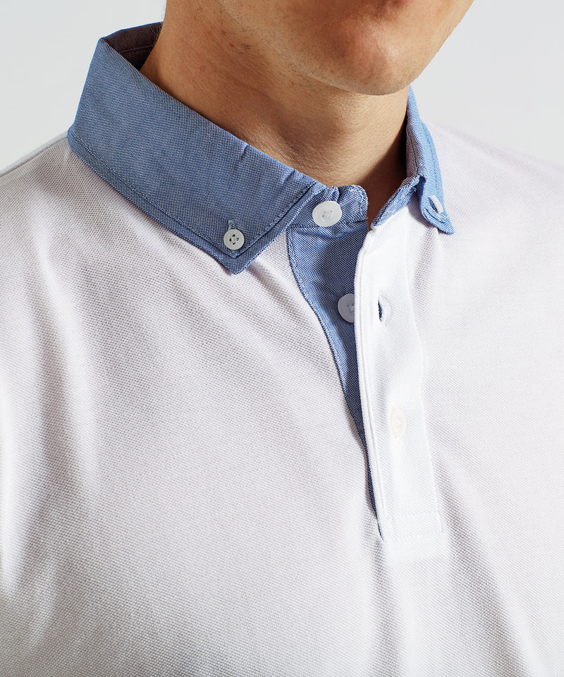 Men's Chambray Button-Down Collar Polo