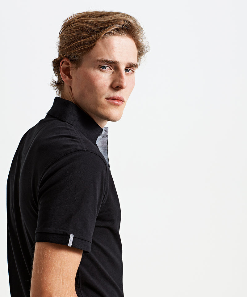 Cotton Polo With Oxford Fabric Insert