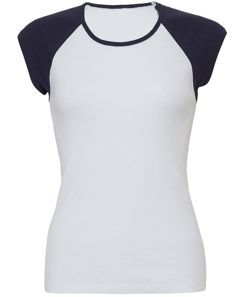 Baby Rib Cap Sleeve Contrast Raglan T-Shirt