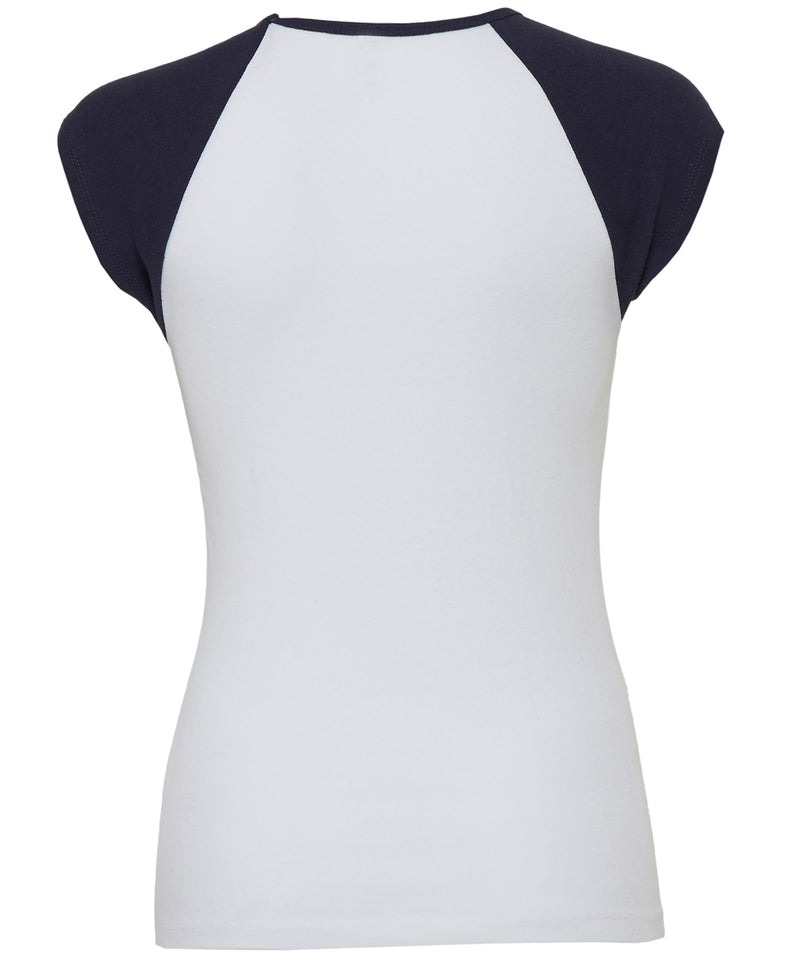 Baby Rib Cap Sleeve Contrast Raglan T-Shirt