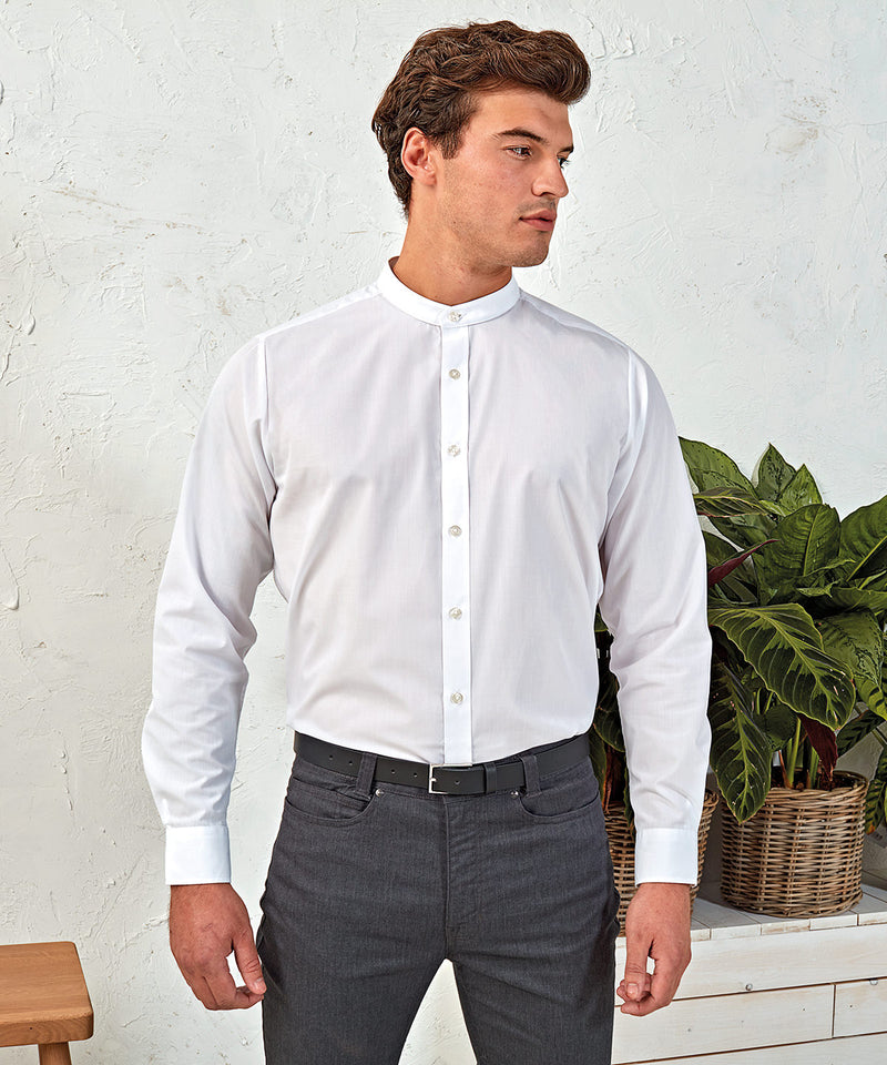 Banded Collar Grandad Long Sleeve Shirt